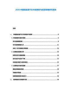 2026中國氫能源汽車市場調研與投資策略研究報告