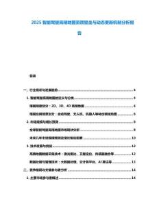 2025智能駕駛高精地圖資質壁壘與動態更新機制分析報告