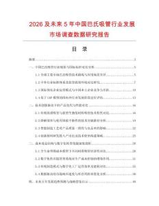 2026及未來5年中國巴氏吸管行業發展市場調查數據研究報告