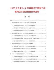 2026及未來5-10年焊接式不銹鋼氣動蝶閥項目投資價值分析報告