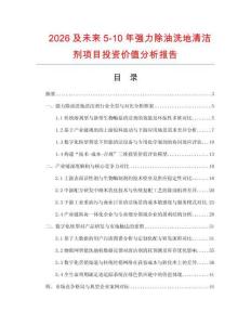2026及未來5-10年強力除油洗地清潔劑項目投資價值分析報告