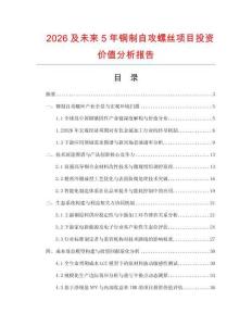 2026及未來5年銅制自攻螺絲項目投資價值分析報告