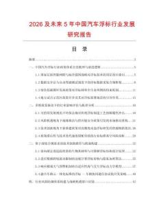 2026及未來5年中國汽車浮標行業發展研究報告