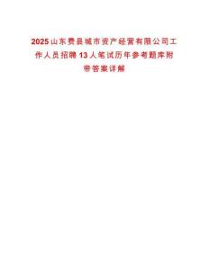 2025山東費縣城市資產經營有限公司工作人員招聘13人筆試歷年參考題庫附帶答案詳解