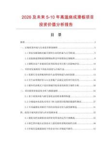 2026及未來5-10年高溫燒成滑板項目投資價值分析報告
