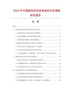 2025年中國(guó)數(shù)控仿形床身銑床市場(chǎng)調(diào)查研究報(bào)告