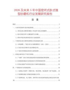 2026及未來5年中國密閉式臥式錐型砂磨機行業發展研究報告