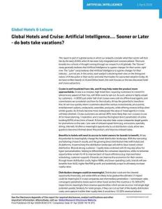 全球酒店与邮轮：人工智能....迟早会到来——机器人会度假吗？