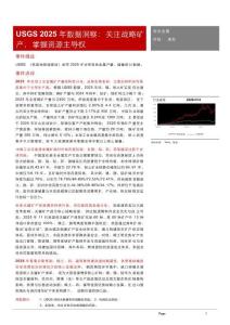 有色金屬USGS 2025年數(shù)據(jù)洞察：關注戰(zhàn)略礦產(chǎn)，掌握資源主導權(quán)