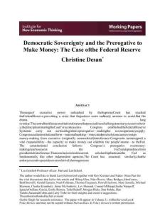 民主主權與賺錢特權：以美聯儲為例