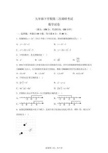 福建漳州市漳浦县新启点教育集团2025-2026学年第二学期第二次调研考试九年级数学【含答案】