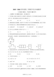 海南省海南创新等校2025-2026学年九年级下学期4月阶段数学试题【含答案】