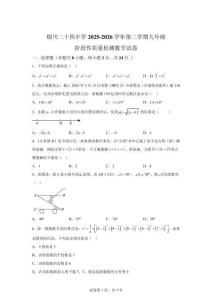 宁夏银川市第二十四2025-2026 学年第二学期九年级阶段性质量检测数学试卷【含答案】