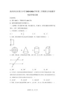 陕西西安市第八2025-2026学年第二学期第九年级数学考前学情自测【含答案】
