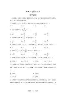 陜西咸陽市永壽縣中學2026屆高三下學期模擬檢測（第九次考試）數學試題【含答案】