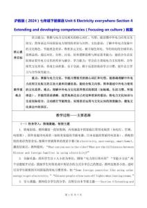 滬教版（2024）七年級下冊英語Unit 6 Electricity everywhere-Section 4（Focusing on culture）教案