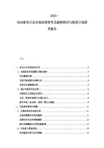 2025-2030家電行業市場深度研究及趨勢探討與投資計劃研究報告