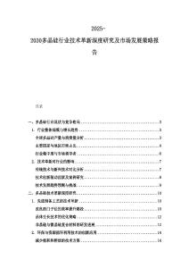 2025-2030多晶硅行業(yè)技術(shù)革新深度研究及市場發(fā)展策略報告
