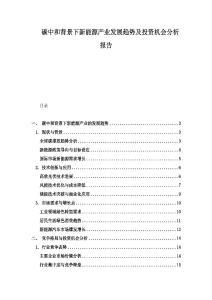 碳中和背景下新能源產業發展趨勢及投資機會分析報告