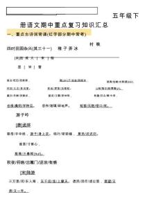 五年級下語文期中重點復習知識匯總
