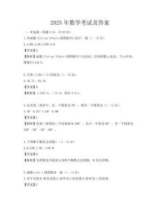 2025年數學考試及答案