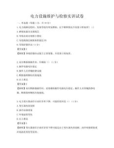 電力設施維護與檢修實訓試卷