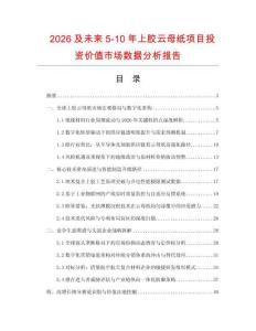 2026及未來5-10年上膠云母紙項(xiàng)目投資價(jià)值市場數(shù)據(jù)分析報(bào)告