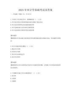 2025年審計學(xué)基礎(chǔ)考試及答案