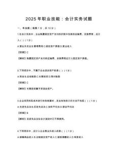 2025年職業技能：會計實務試題