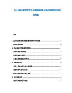 2025碳中和背景下光伏儲能系統集成商戰略轉型方向研究報告