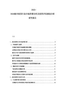 2025-2030航空租賃行業市場供需分析及投資評估規劃分析研究報告