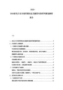 2025-2030家電行業市場供需動態及融資風險研判規劃解析報告