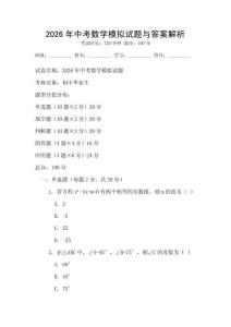 2026年中考數學模擬試題與答案解析