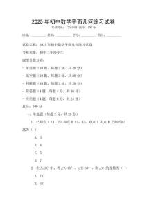 2025年初中數學平面幾何練習試卷