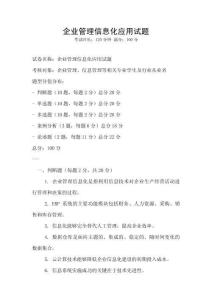 企業管理信息化應用試題