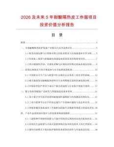 2026及未来5年耐酸隔热皮工作服项目投资价值分析报告