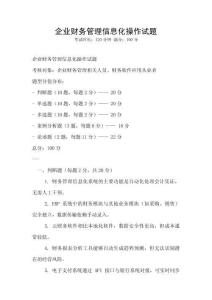 企業財務管理信息化操作試題