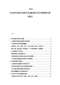 2025-2030家用電器市場研究及戰(zhàn)略規(guī)劃與資本增值潛力探討報告