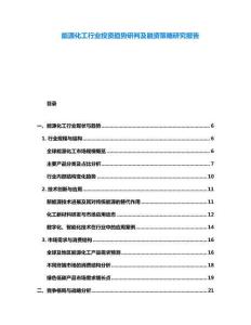 能源化工行業投資趨勢研判及融資策略研究報告