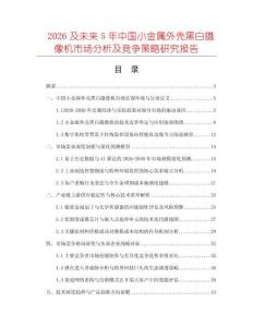 2026及未來5年中國小金屬外殼黑白攝像機市場分析及競爭策略研究報告