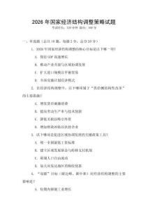 2026年國家經濟結構調整策略試題