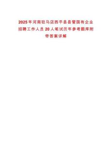 2025年河南驻马店西平县县管国有企业招聘工作人员20人笔试历年参考题库附带答案详解