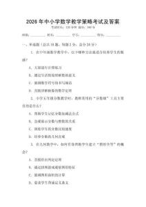 2026年中小學數學教學策略考試及答案