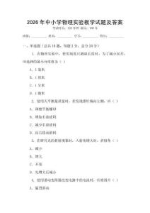 2026年中小學物理實驗教學試題及答案