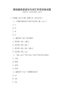 基礎越南語語法與詞匯專項訓練試題