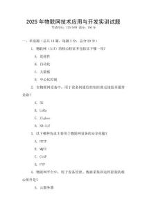 2025年物聯網技術應用與開發實訓試題