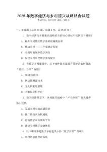 2025年數字經濟與鄉村振興戰略結合試題