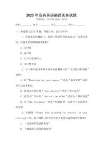 2025年商務英語翻譯實務試題