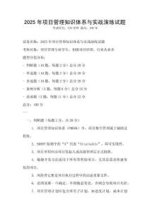 2025年項目管理知識體系與實戰演練試題