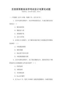 全國高等教育自學考試會計電算化試題